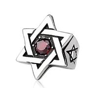 Étoile de David Bague en acier inoxydable Rock Hip-hop Mode Homme Hexagram Star Anneau Titane Acier Incrusté Zircon Anneau Bijoux Cadeau