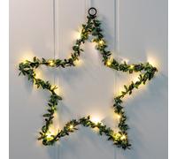 Étoile de fenêtre LED 30 cm - avec décor de buis - éclairage de Noël à piles