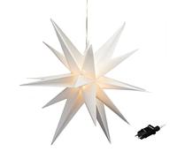 Étoile de l'Avent XXL à suspendre pour l'extérieur - 100 cm - Étoile de Noël blanc chaud éclairée avec minuterie - Décoration de Noël d'extérieur filaire avec bloc d'alimentation