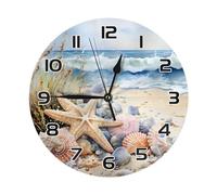 Étoile De Mer Aquarelle, Coquillage Pendules Murales Horloges Murales sans Tic-Tac Plastique Pendule Murale pour Cuisine Salon Café 25Cm
