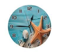 Étoile De Mer en Bois De La Plage Océanique Horloges Murales Pendule Murale Décorative sans Tic-Tac Horloge Murale pour Chambre Cuisine Salon 25Cm
