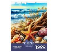 Étoile de mer et Coquillage sur la Plage Puzzle 1000 Pièces - Challenge Zen, Carte Géographique À Assembler, Poster Inclus, Cadeau ÉduChatif, 70x50cm/1000pcs