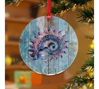 Étoile de mer nautique sur le thème de l'océan - Ornements à suspendre - Corail, poissons de mer et tortues - Élégant souvenir - Disques en acrylique transparent - Pendentif bleu côtier pour