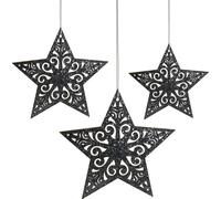 Étoile de Noël Décorations d'arbre de Noël Bois Ornements Gris argenté Scintillants 8-12cm 9pcs