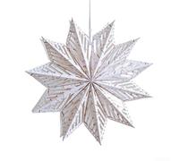 Étoile de Noël en papier origami à suspendre conçue pour la décoration des fêtes avec cordon de suspension pour une suspension facile et un rangement compact (40 cm, rouge et blanc)