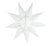 Étoile de Noël Étoile suspendue Décoration de Noël - Avec motif - Ø 60 cm - Papier - Blanc - 2 pièces