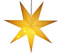 Étoile de noël LED à suspendre Décoration lumineuse en papier 60 cm blanc Lanterne déco à piles Étoile 7 pointes
