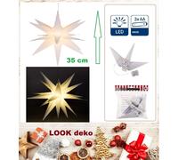 Étoile De Noël LED Blanche 3D 35Cm Décoration Advent Timer Intérieur & Extérieur