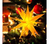 Étoile de Noël LED OUILA à suspendre - 45 cm - Fonctionne avec piles - Avec minuterie - Pour Halloween, Noël, cour, balcon, fenêtre