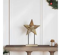 Étoile de Noël Marron Bois de teck massif Décoration intérieur rustique vidaXL v