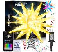 Étoile de Noël morave intelligente de 33 cm avec lumières - 54 étoiles 3D pliables en 3D - 16 millions de couleurs - Contrôle avancé par application de contrôle de la musique et synchronisation de la
