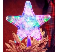 Étoile de Noël Sapin Lumières, 23cm Pentagramme Lumineux 2 Modes 30 LEDs Pointe de Sapin de Noë Batterie Étoile de Sapi de Noël 3D Scintillante pour Arbre de Noë Maison Festival Carnava