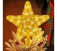 Étoile de Noël Sapin Lumières, 23cm Pentagramme Lumineux 2 Modes 30 LEDs Pointe de Sapin de Noël Batterie Étoile de Sapin de Noël 3D Scintillante pour Arbre de Noël Maison Festival Carnava