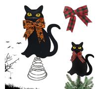 Étoile de Sapin Chat - Ornement, Conception, Aspect Décoratif | Décoration Chat Festif pour Sapin d’Hiver, Fête de Noël, Salon, Maison, Réception, Réunion Amicale, Ambiance Saisonnièr