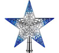 Étoile de sapin de Noël - 20 cm - Pointe de sapin de Noël scintillante en plastique - Légère et creuse - En forme d'étoile - Décoration de fête parfaite pour festival, fête, décoration de Noël (bleu
