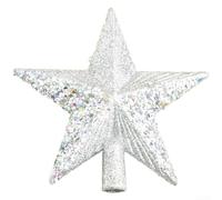 Étoile de sapin de Noël avec paillettes scintillantes et élégante forme à cinq pointes conçue pour compléter les thèmes de vacances modernes (argenté)