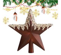 Étoile de Sapin de Noël,Cime de Sapin de Noël Étoile - Étoile scintillante pour cime d'arbre de 7,8 pouces,Breloque pentagramme décorative scintillante et colorée, ornements dorés, décoration Festive