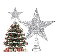 Étoile de Sapin de Noël en Fer, Christmas Tree Topper Star, Arbre de Noël Haut Étoile, Étoile de Noël Arbre Topper Décoration, pour Décoration de l'arbre de Noël, 20 cm, Argent