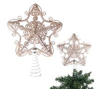 Étoile de Sapin de Noël incassable à Paillettes Or Rose de 14,5 cm pour décorations de Sapin de Noël, Couronne de Sapin de Noël, décoration de Vacances