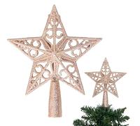 Étoile de Sapin de Noël incassable à Paillettes Or Rose de 14,5 cm pour décorations de Sapin de Noël, Couronne de Sapin de Noël, décoration de Vacances