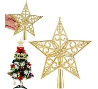 Étoile De Sapin De Noël Or - Cime de Sapin de Noël Traditionnelle en Plastique, Décoration Creuse 20cm, Stabilité Parfaite pour Une Touche Finale Magique aux Fêtes