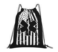 Étoile De Vie Des Services Médicaux D'Urgence (Ems), Ambulancier Paramédical, Secouriste, Drapeau Américain Unisexe Sacs De Gym Léger Sac À Dos À Cordon Grand Gym Sack Pour Voyage Natation