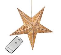 Étoile en bois avec télécommande - 40 cm - Éclairage LED - Décoration de Noël pour la fenêtre