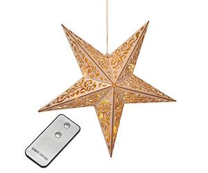 Étoile en bois avec télécommande - 40 cm - Éclairage LED - Décoration de Noël pour la fenêtre