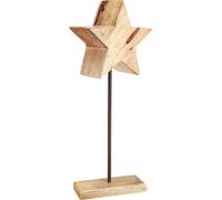Étoile en bois de style rustique Décoration sur tige pour décoration de table et salon, bois naturel avec socle, 20x9,5x50cm, Noël Décoration toute l'année