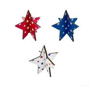 Étoile en pour bois Décoration Patriotique 11,7cm Étoile en | Bois robuste durable, impression HD vive, couleurs rouge blanc bleu, taille 11,7cm, style patriotique(3-piece Set)