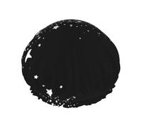 Étoile filante, motif d'étoiles, noir et blanc,Bonnet de douche/bonnet de nuit double couche imperméable et élastique, bonnet de bain réutilisable