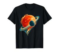 Étoile géante Rouge avec Anneaux orbitaux Bleu Sarcelle et Petite planète T-Shirt