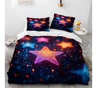 éToile Housse de Couette 200x200 ThèMe du Ciel éToilé 3 Piè Parure de Lit Microfibre avec Fermeture Éclair, Parure de Couette avec 2 Taie Oreillers 65x65cm F748