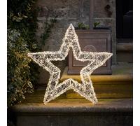 Lights4fun Étoile Lumineuse 3D Argentée Autoportante à 500 LED Blanc Chaud avec Minuterie Décoration de Noël pour Intérieur et Extérieur