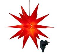 Étoile lumineuse 3D, avec éclairage LED blanc chaud, câble d'alimentation de 7,5 m, adaptée pour l'intérieur et l'extérieur, à suspendre, environ 57 x 44 x 48 cm, rouge
