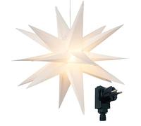 Étoile lumineuse 3D, avec éclairage LED blanc chaud, câble d'alimentation de 7,5 m, adaptée pour l'intérieur et l'extérieur, à suspendre, blanche, environ 57 x 44 x 48 cm