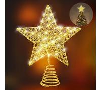 Étoile lumineuse à DEL pour cime de sapin de Noël (doré, 17 x 10 x 10 cm)