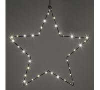 Étoile lumineuse à LED à suspendre en métal noir avec minuteur - 40 cm - Silhouette d'étoile blanche chaude éclairée pour l'extérieur et l'intérieur - Décoration de Noël, jardin, fenêtre - Fonctionne
