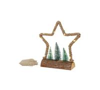 Etoile lumineuse de Noël - Jute, 33x9,5x30 cm, 30 LEDs blanc chaud, sapins, sac, minuterie, piles, intérieur