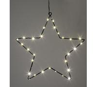 Étoile lumineuse LED à suspendre en métal noir avec minuterie - 30 cm - Étoile Silhouette éclairée en blanc chaud pour l'intérieur