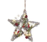 Étoile lumineuse sans fil en bois avec pommes de pin G