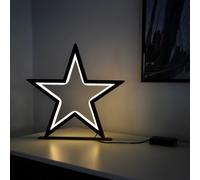 Étoile métallique LED en noir - env. 34 x 33 cm - 70 LED blanc chaud / fonctionne sur piles