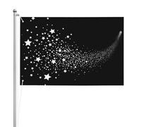 Étoile Motif Étoile Filante Noir Blanc,Drapeau de jardin, bannière décorative, drapeau double face, 2 x 3 pieds, pour extérieur et intérieur
