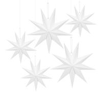 Étoile Pliante de Noël, 5 Pièces étoiles Pliantes en Papier à 9 Branches, Morceaux d'étoiles en Papier Blanc à Suspendre, décoration étoile en Papier pour la fenêtre, Avent, Sapin de Noël, Nouvel an
