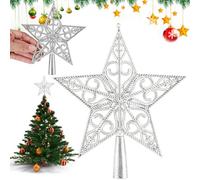 Étoile pour cime de Sapin de noël Argentée 20cm, Pointe Légère et Creuse, Décoration Vintage sans Paillettes pour Un Éclat Élégant et Moderne