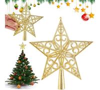 Étoile pour cime de Sapin de noël Dorée 20cm, Pointe Légère et Creuse, Décoration Vintage sans Paillettes pour Un Éclat Propre et Festif