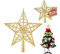 Étoile Sapin de Noël 20cm Doré Scintillant | Finition Laser Anti-Paillettes, Design 3D Creux & Léger | Pointe de Sapin Étoile Pentagramme pour Une Ambiance Festive Magique