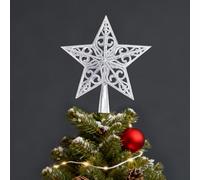Etoile Sapin de Noel Argent, Pointes de Sapin de Noël, Étoile de Sapins de Noel Cimier de Sapins de Noël pour Decoration Interieur Maison, Plastique Pointe Christmas Tree Star Topper