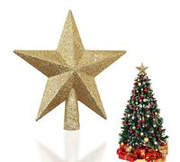 Etoile Sapin de Noel Doré - Grande Pointe Etoile Sapin de Noel de 20 cm, Finition Pailletée Incassable et Installation Facile pour Une Décoration de Fêtes Magique et Scintillante