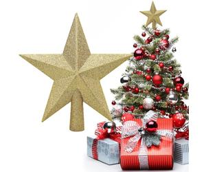 Étoile Sapin de Noel Dorée 20cm - Cimier de Sapin de Noël Scintillant pour Une Touche Finale Magique, Pointe Stable & Facile à Installer pour Une Décoration Festive Inoubliable